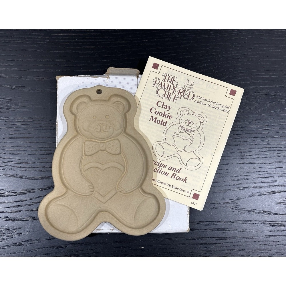 The Pampered Chef 1991‎ TEDDY BEAR Cookie Mold W/ Recipe Instruction Book NEW